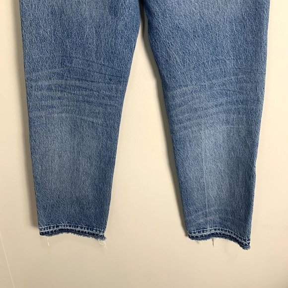 Madewell Womens Classic Straight Jeans Size 24 Distressed Raw Hem Straight Leg - Picture 3 of 14